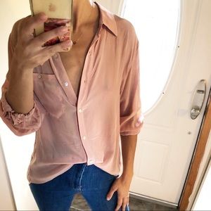 Zara Silk Blouse - Blush Pink